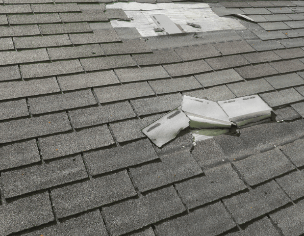 Roof damaged after a storm